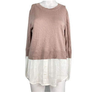 Simply‎ Vera Wang Sweater Womens Sz S Mauve White Layered Look Pullover